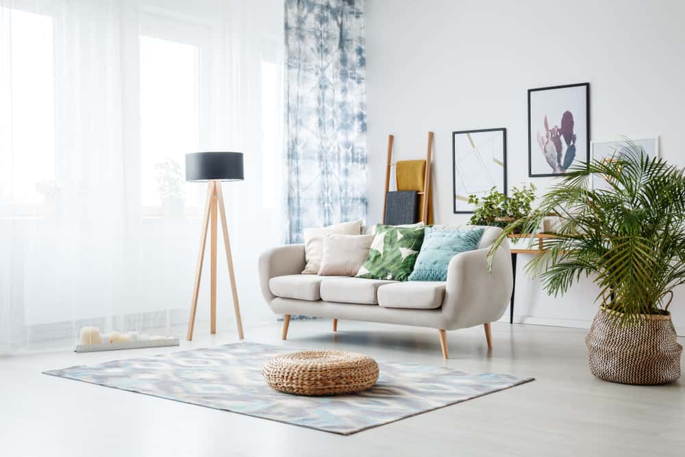 living room with plants