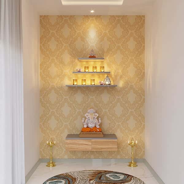 wall mounted pooja cabinet designs