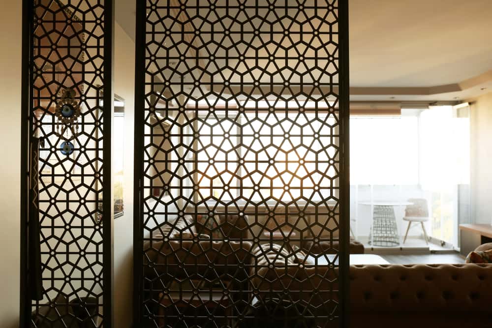 wooden jali design for living room and kitchen