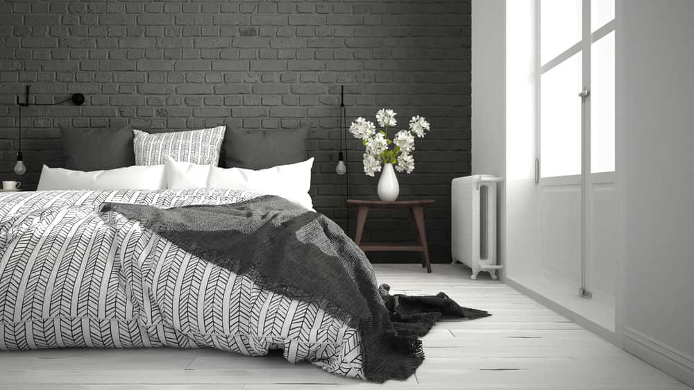 brick wall in bedroom