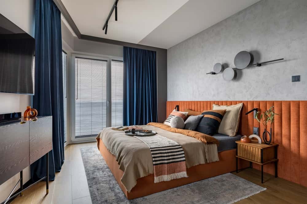 blue and orange color bedroom