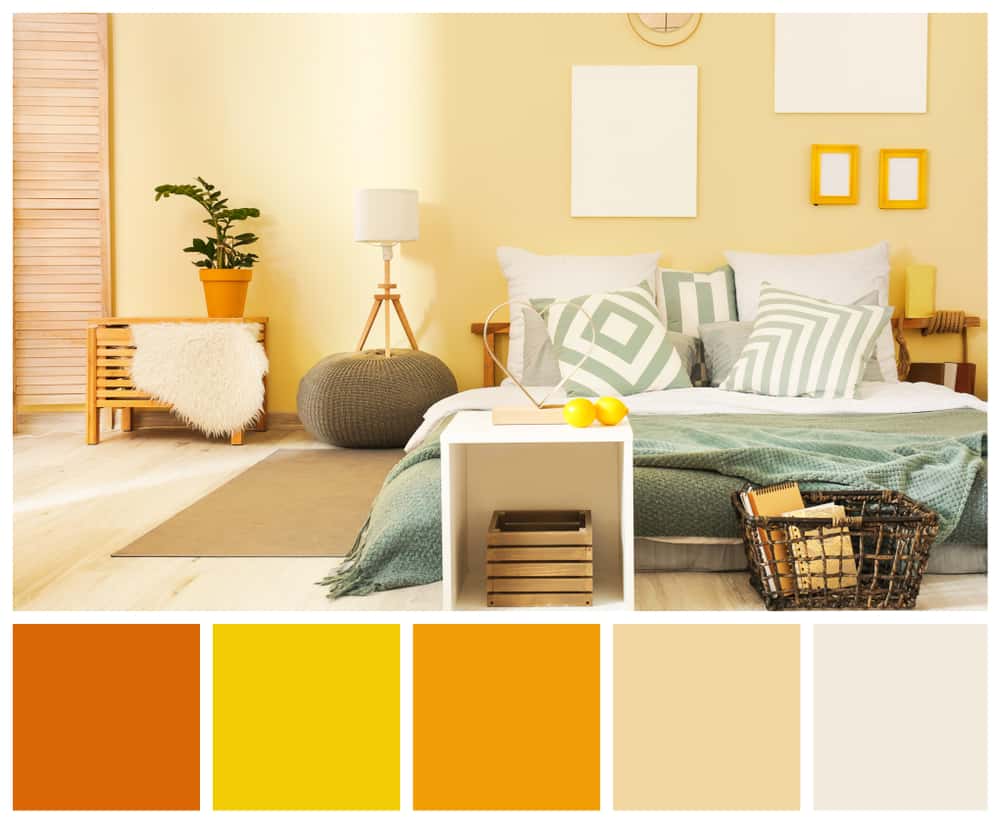 orange two-colour combination for bedroom walls