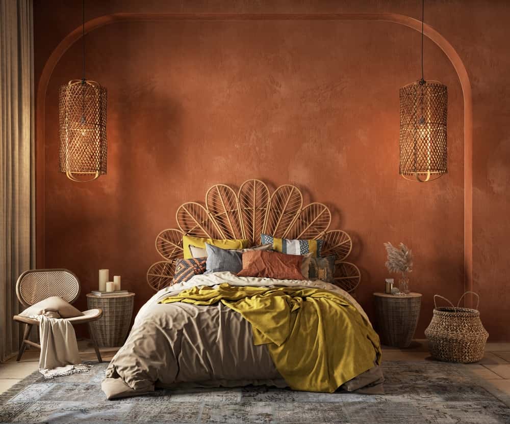 red boho bedroom