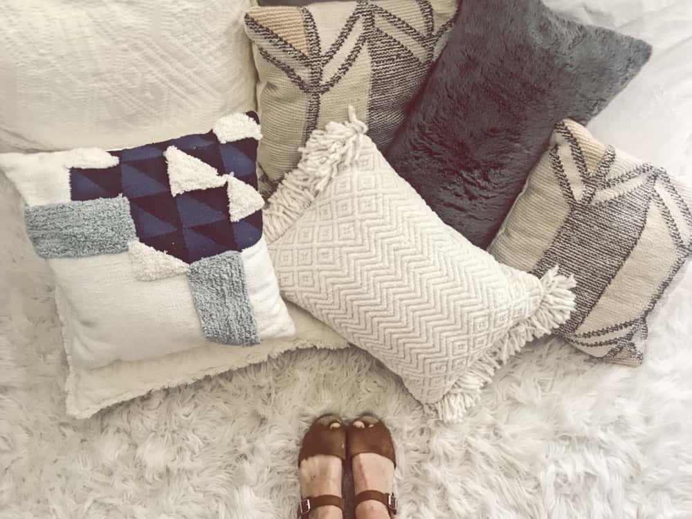 textured sofa pillow