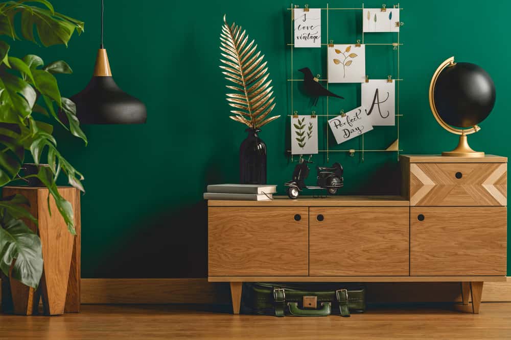 Natural combination colour with black and green in home décor