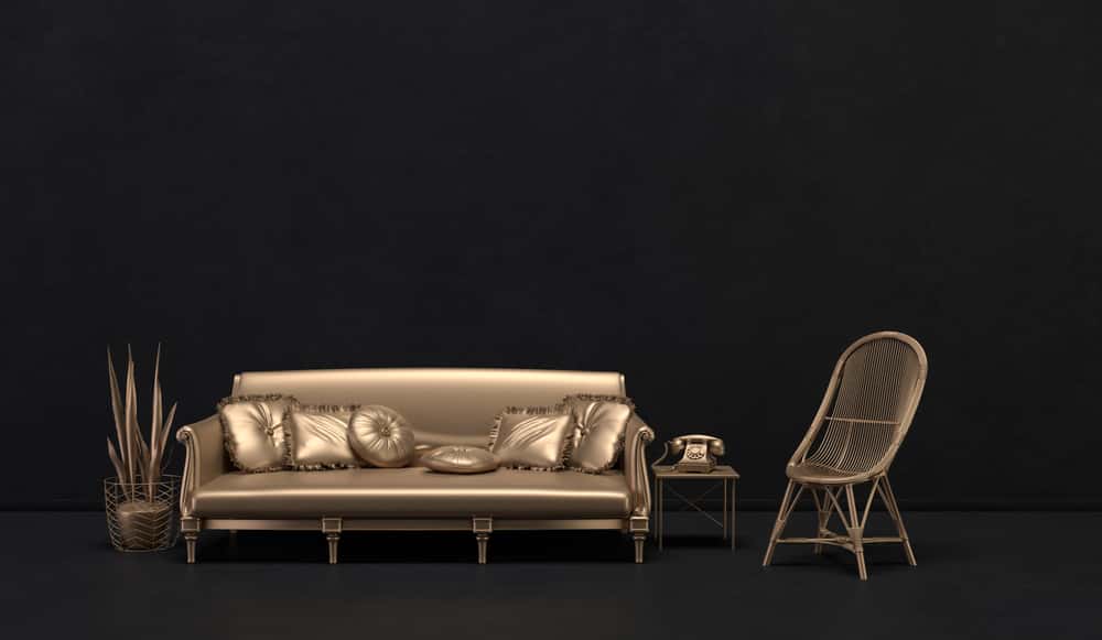 Luxurious colour combinations with black and metallic gold furniture