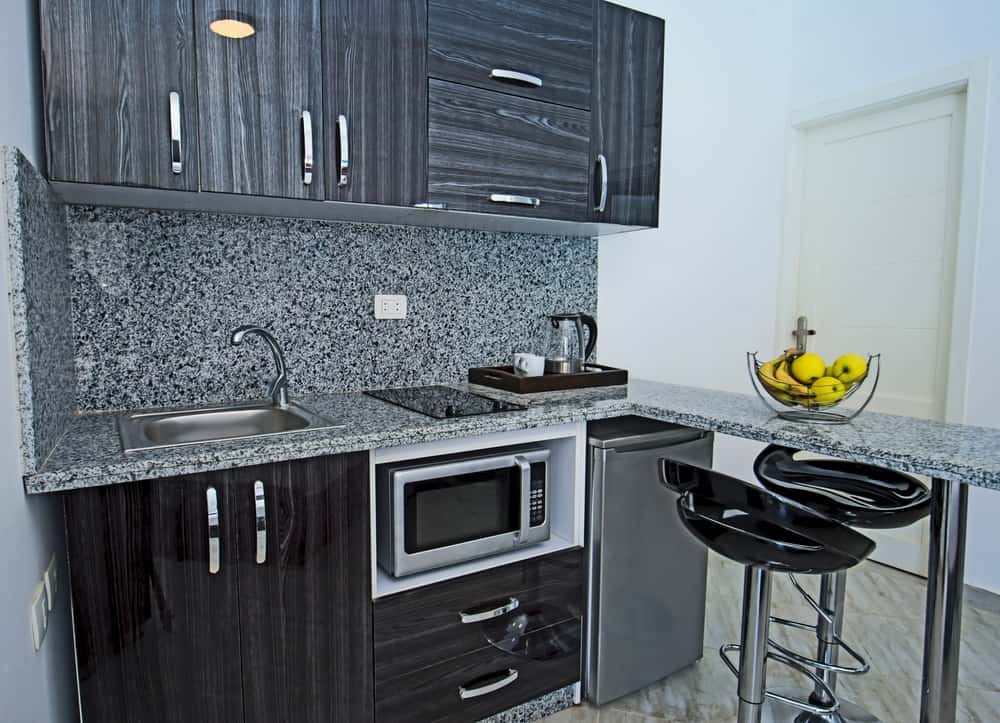 black and grey kitchen