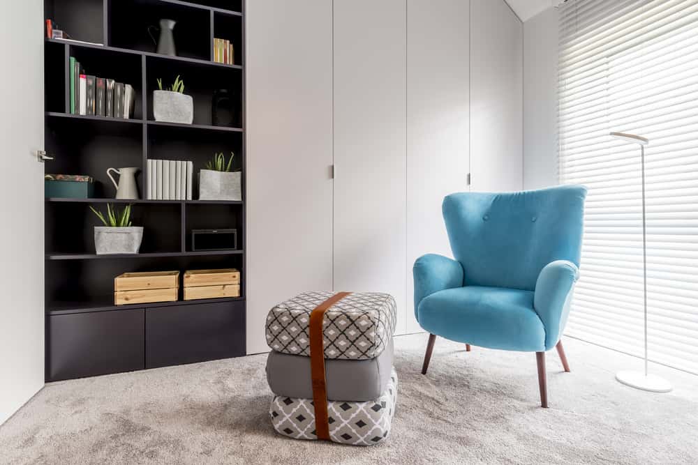Soft colour combinations with black and sky blue modern furniture