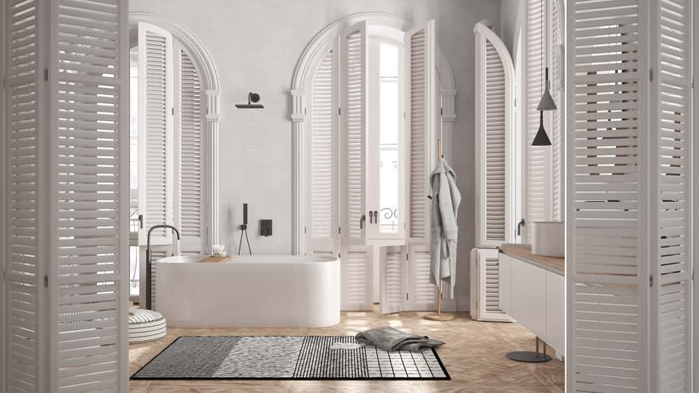 bohemian inspired bathroom doors