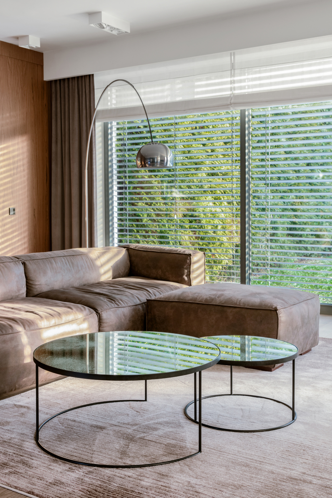 glass-topped coffee table