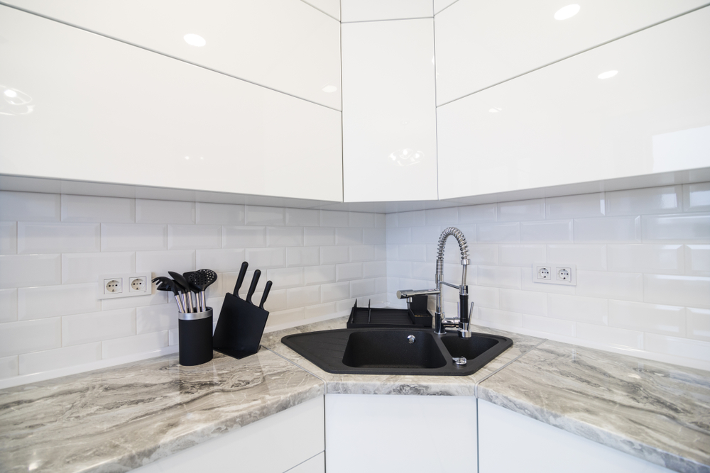 White lacquered glass cabinets