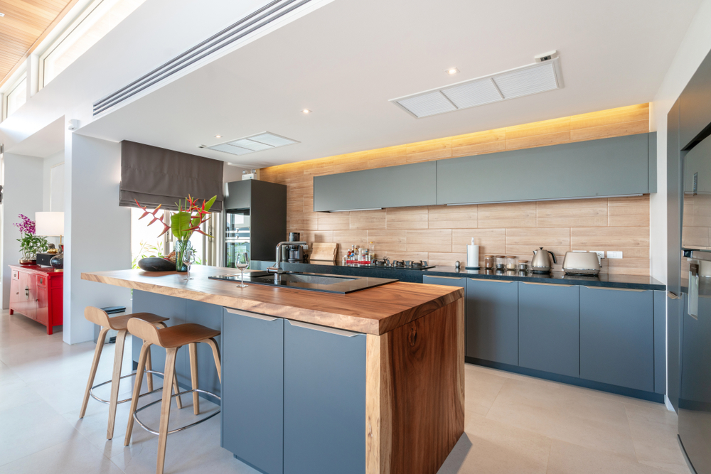 grey and wood kitchen