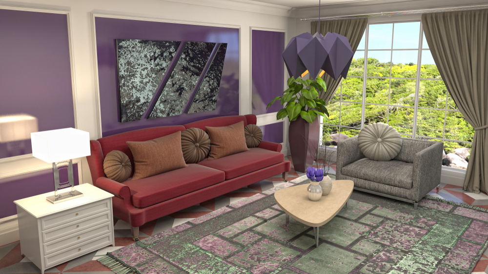 Traditional prints with solid colors in home