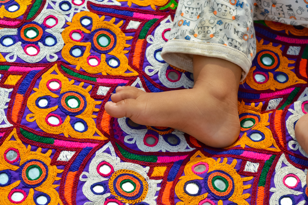 Mirror work on tables and blankets