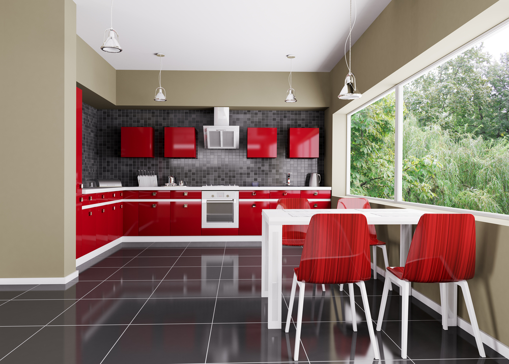 Black and red kitchen
