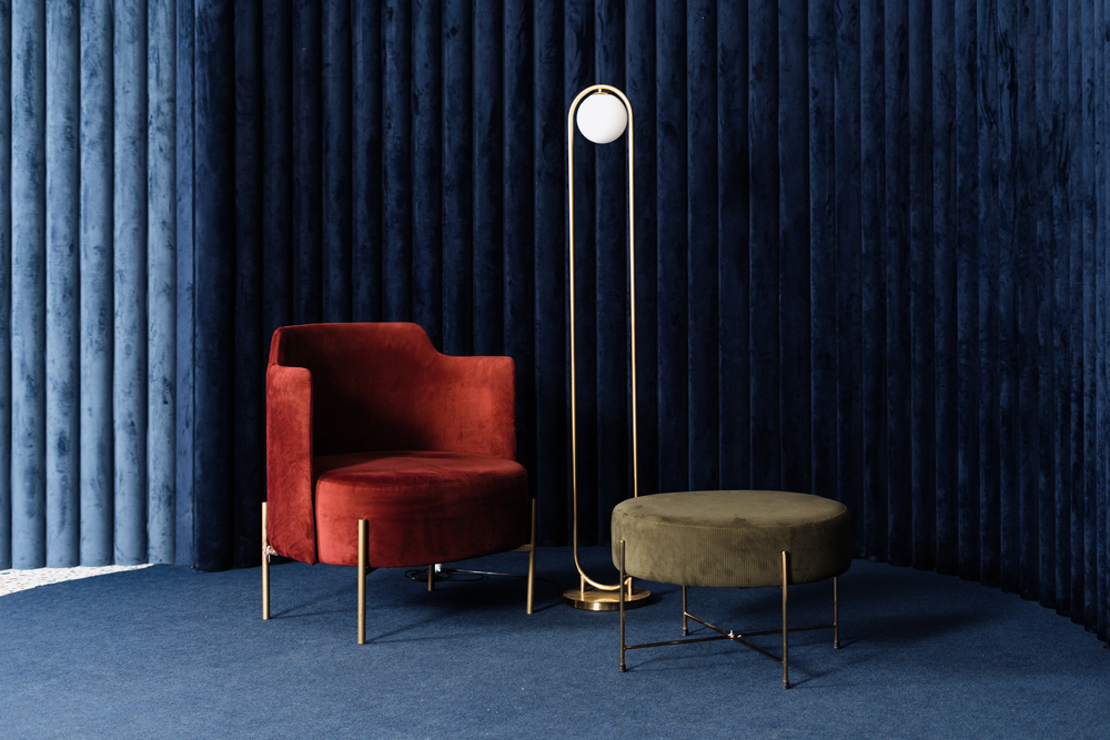 Velvet poufs and stools