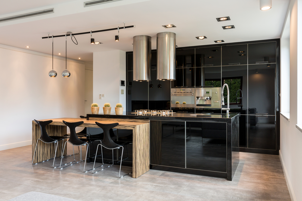 Black lacquer glass finish cabinets
