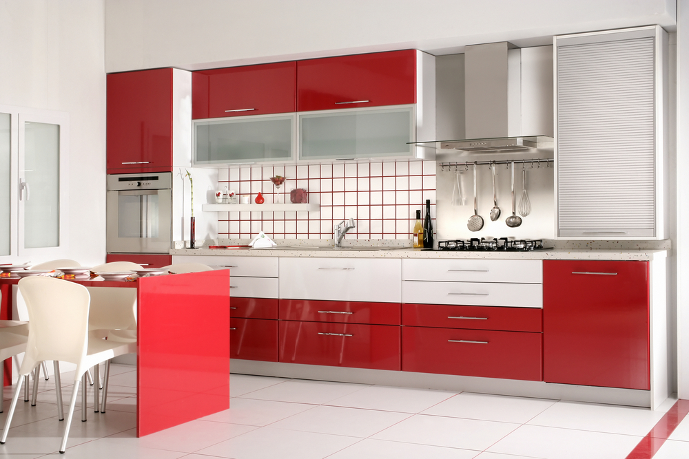 red and white kitchen