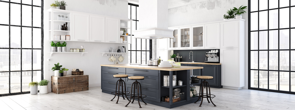 black and white kitchen