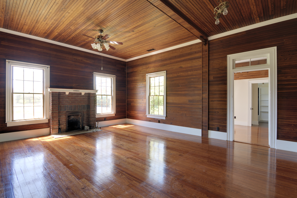 Wall with wooden panels