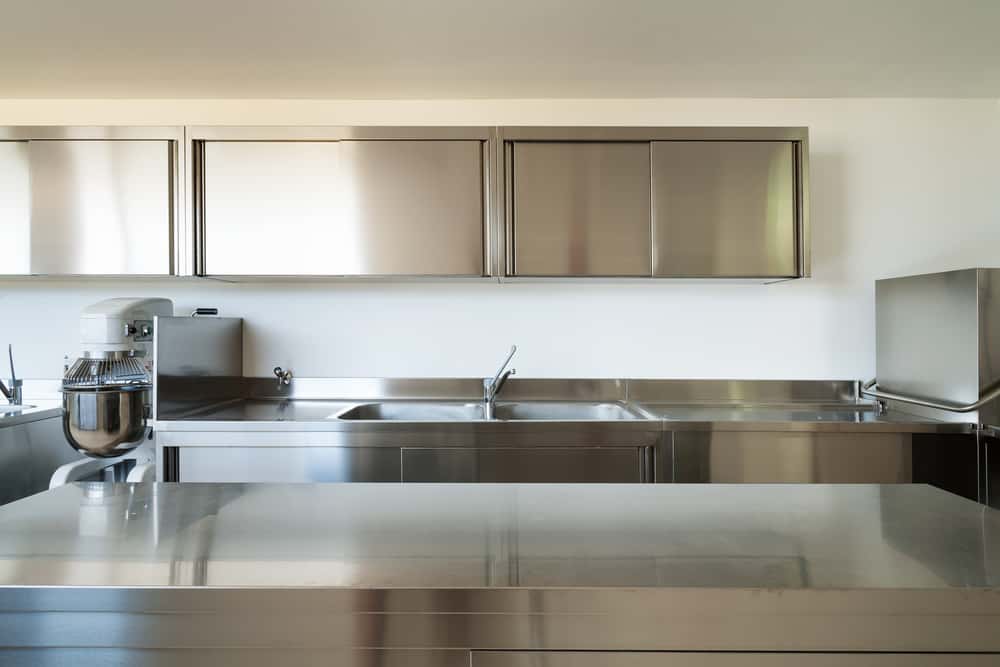 metallic kitchen cupboards