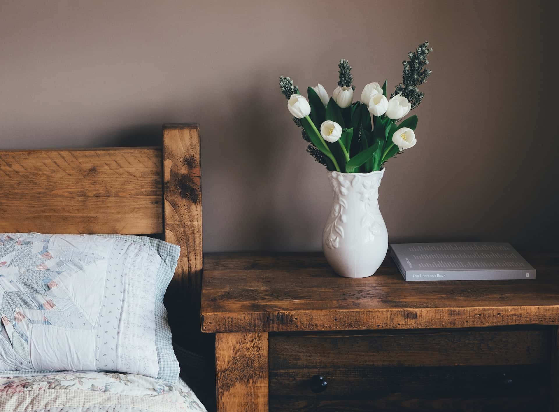 artificial flower decor near your bedside