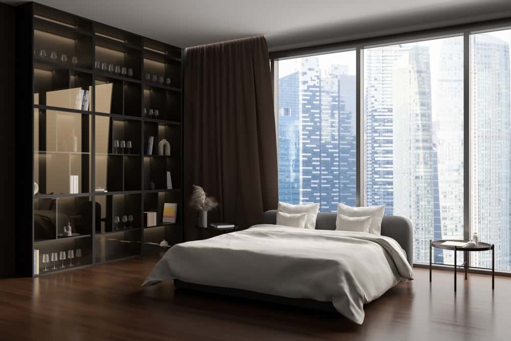 bedroom corner shelf design