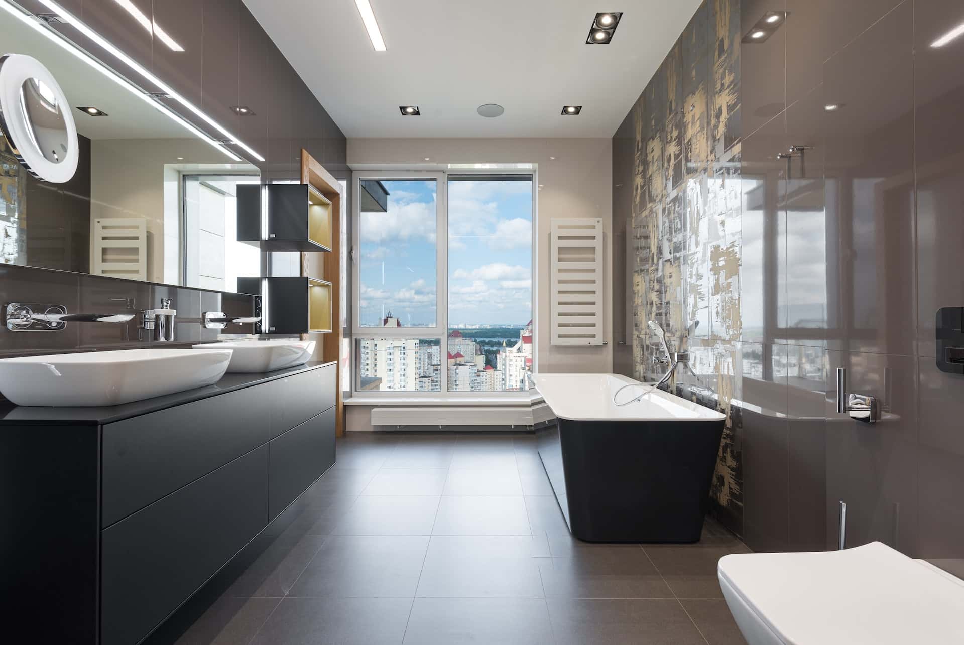black painted tub