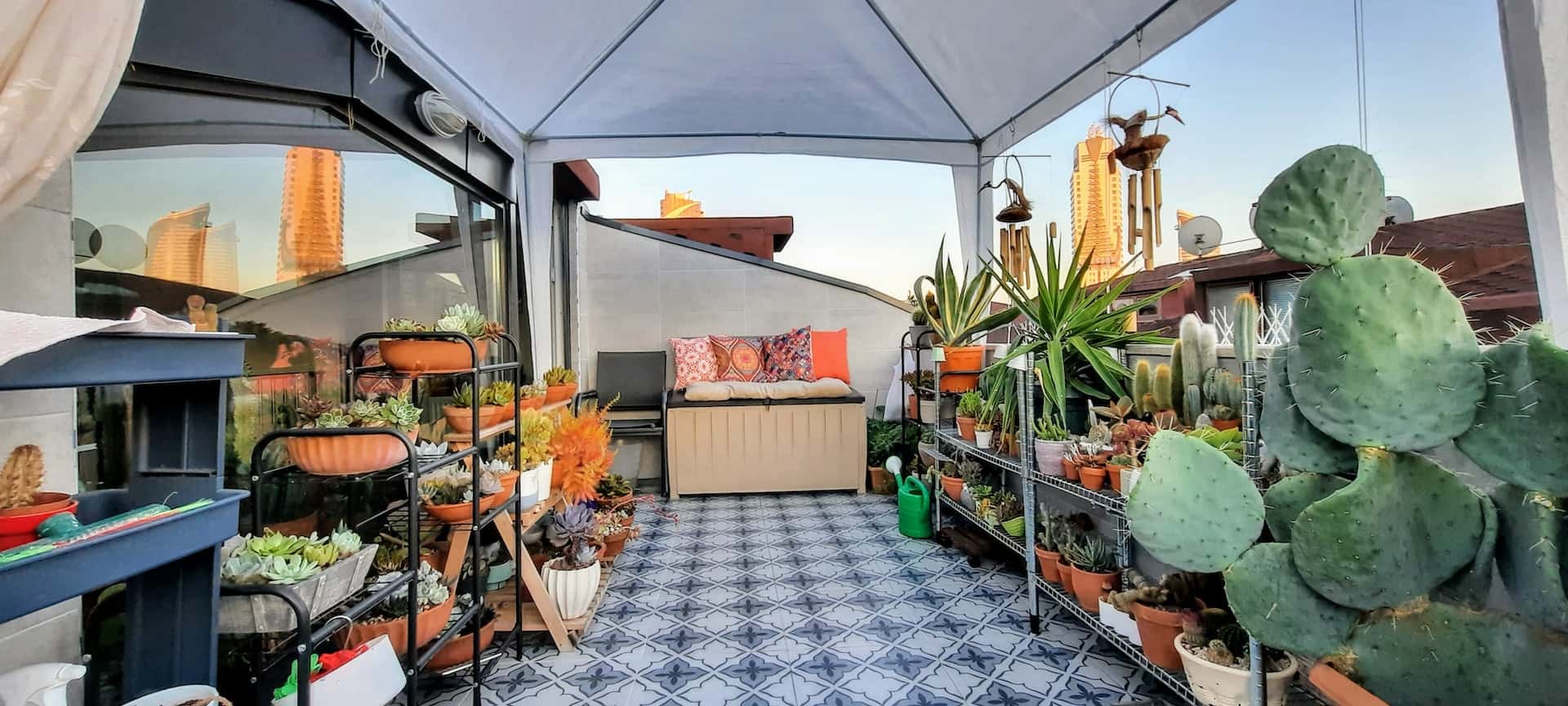 geometric stencil outdoor tiles