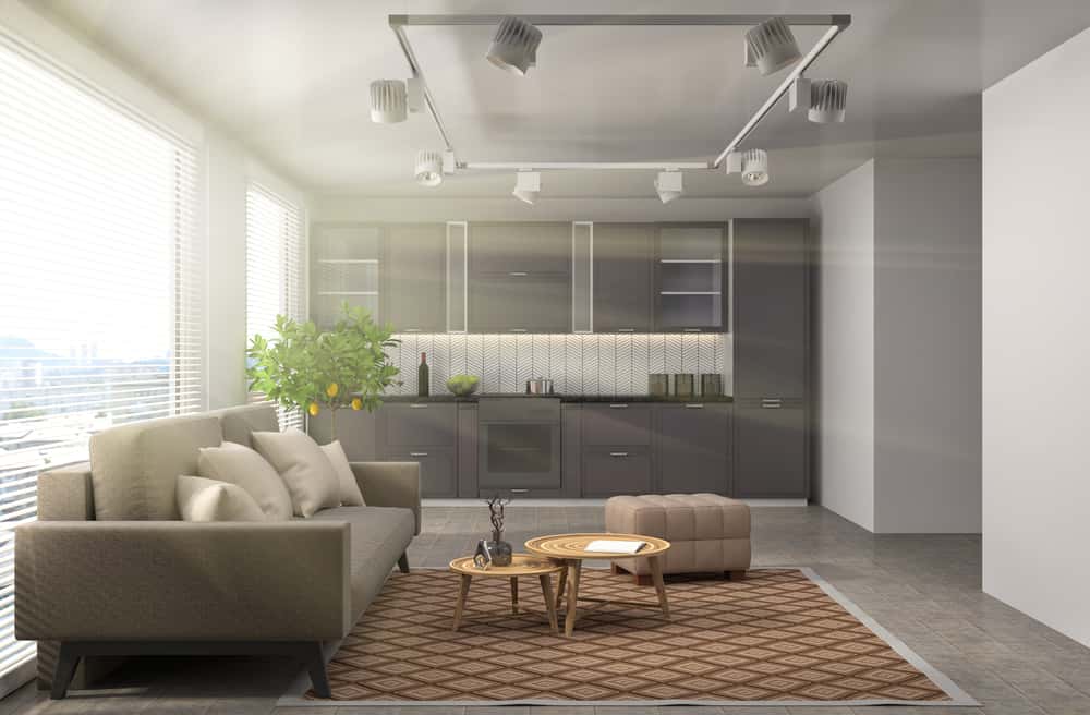 glass showcase with wooden and metal