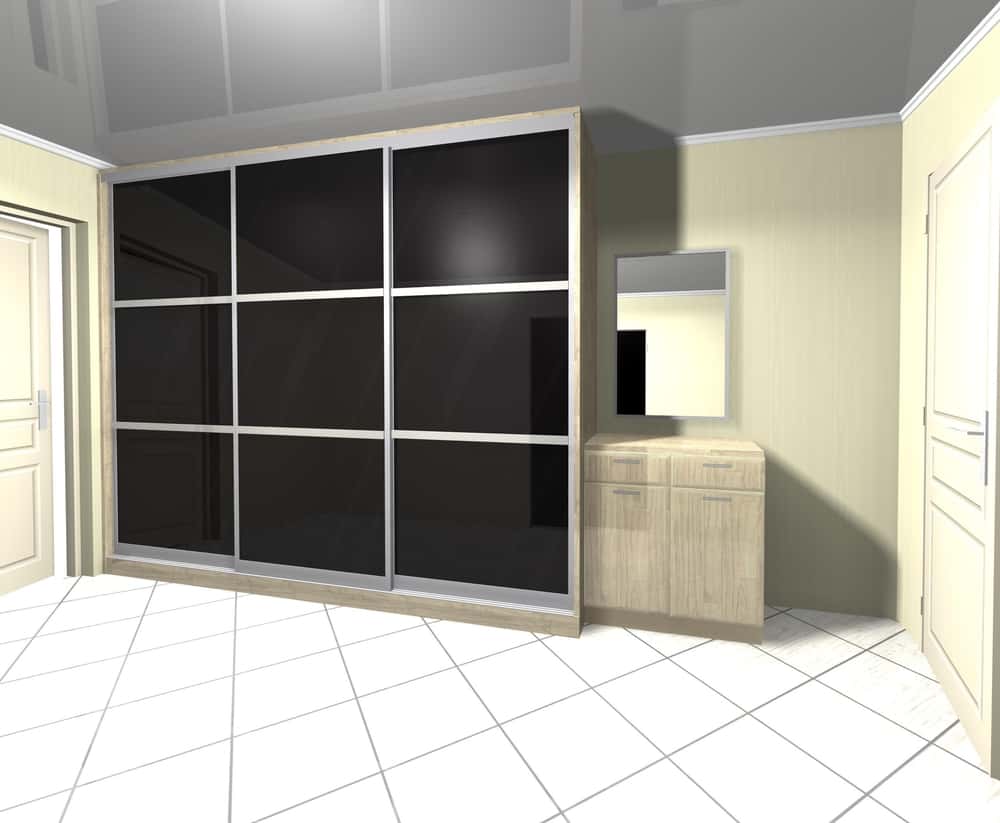 glossy black 3 door sliding wardrobe