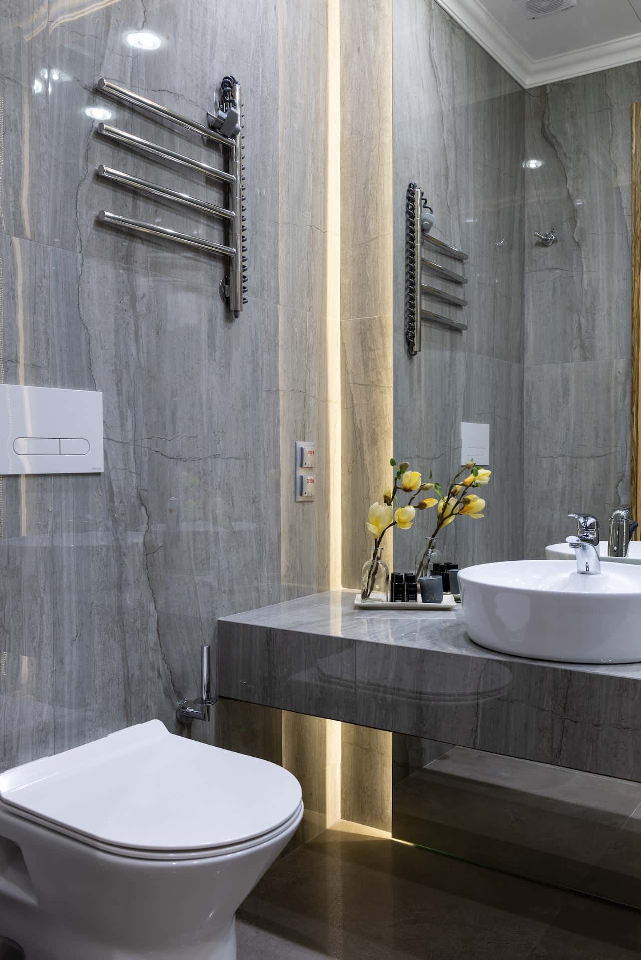 Grey Bathroom Floor Tile Idea