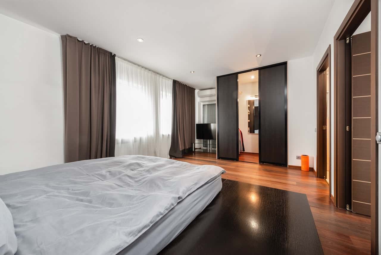 laminate wardrobes with dark wood finish
