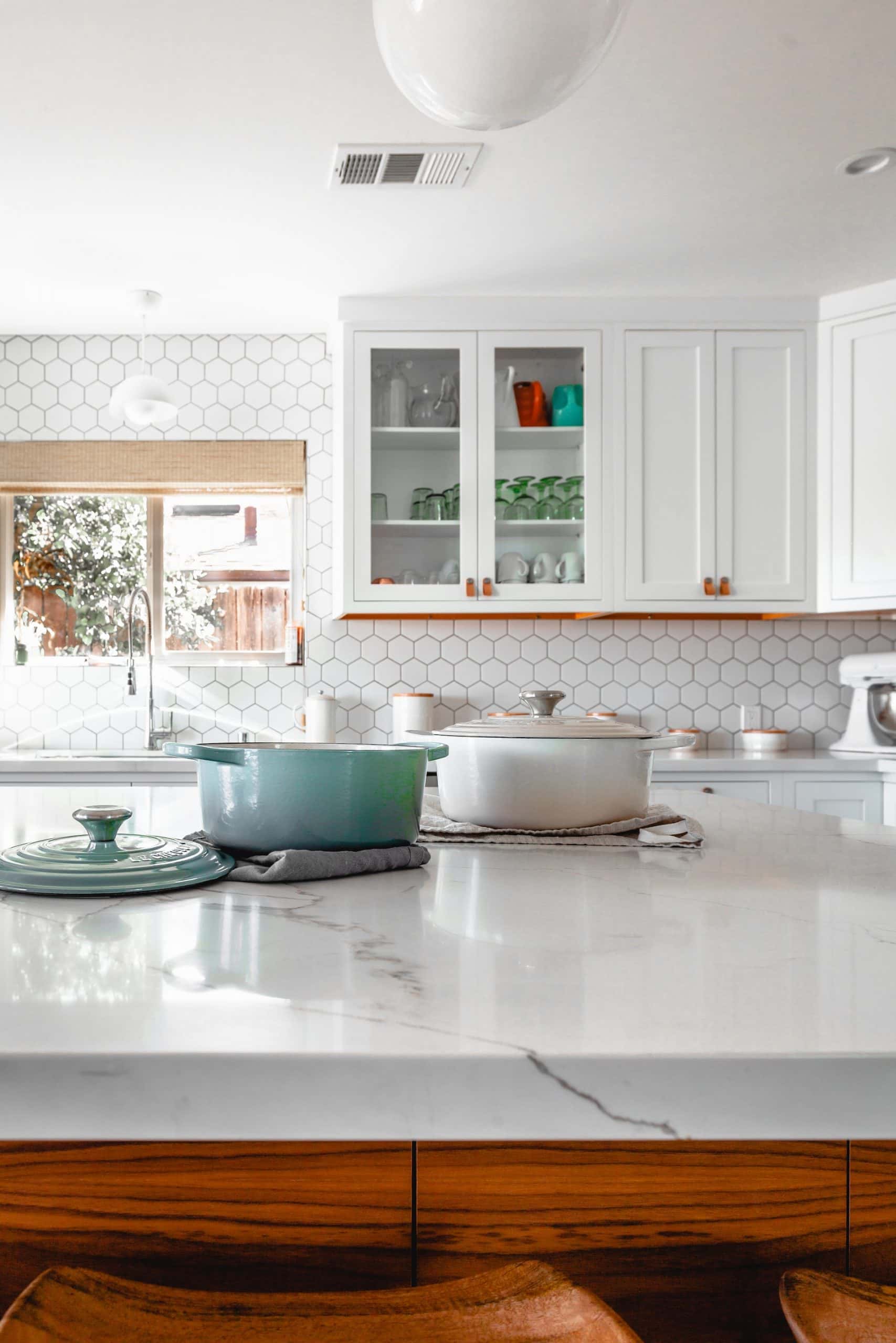 light-coloured marble tiles