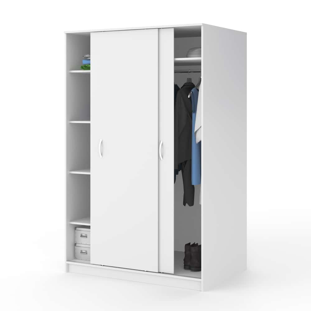 minimalist white wardrobe with sliding doors