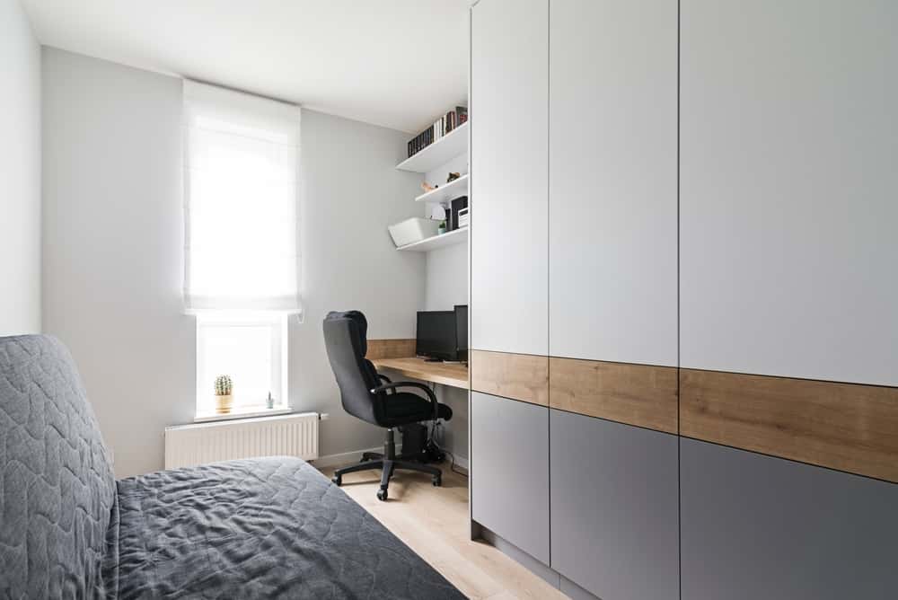 spacious grey and white wardrobe