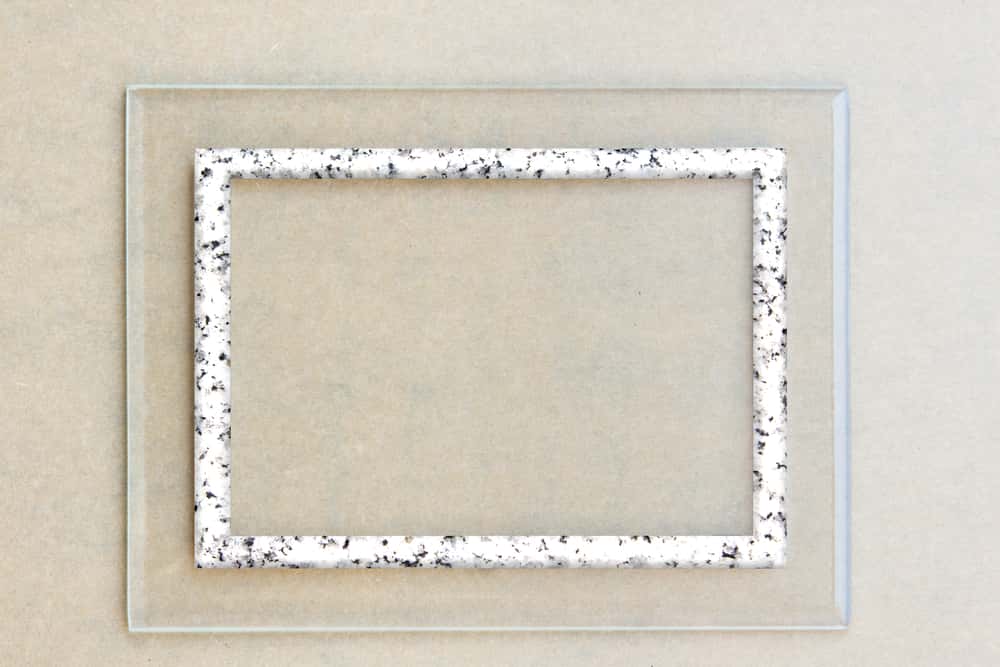 transparent glass name plate with ceramic design