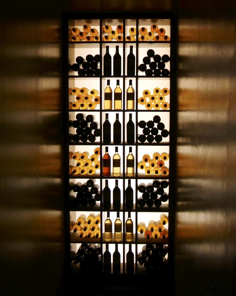 wine glass showcase design in black