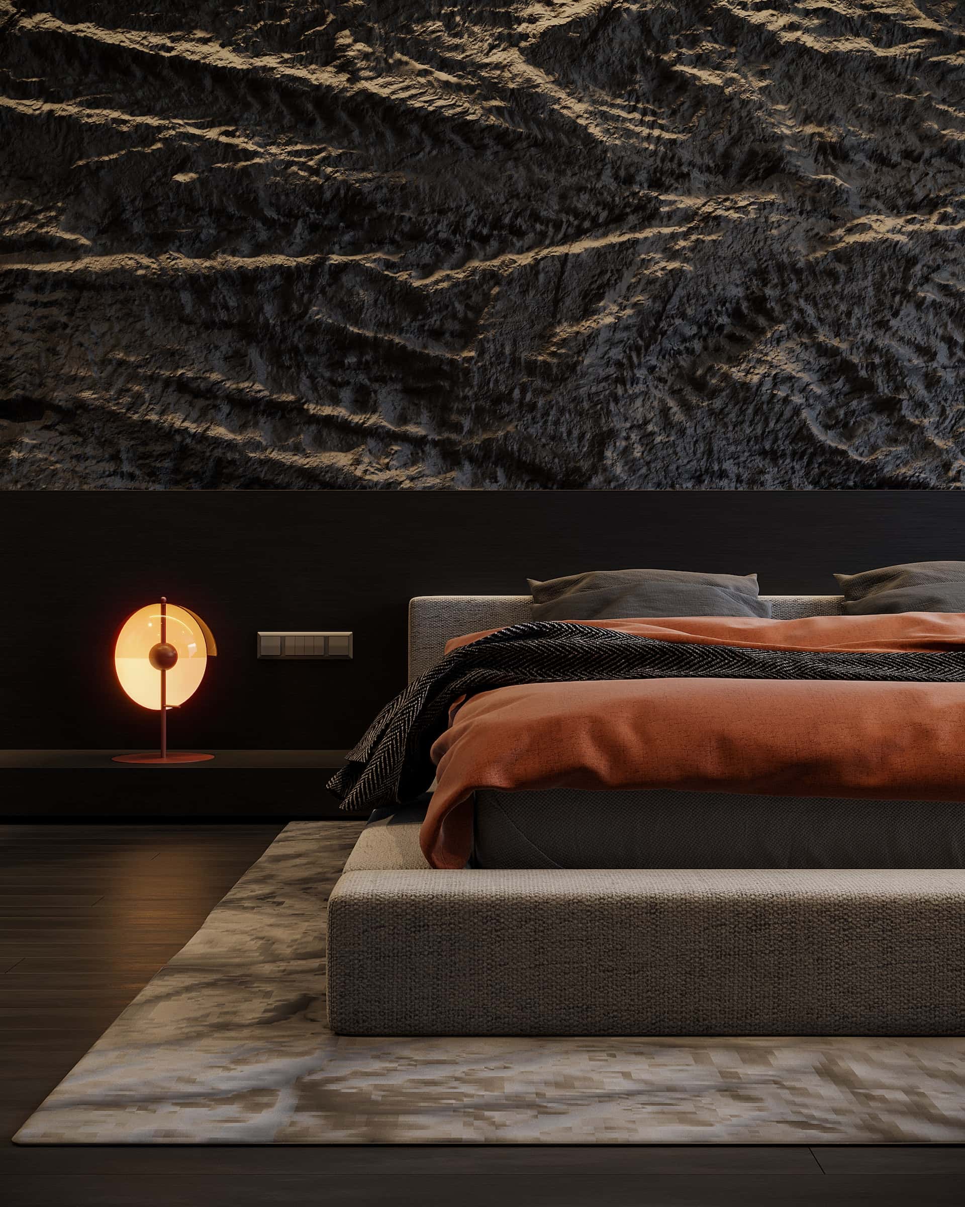 3d wall design with sandy textures