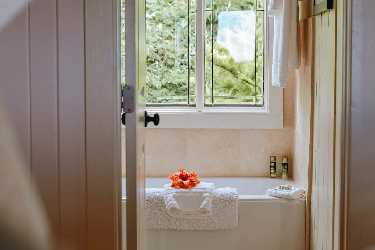 bathing space right next to bedroom