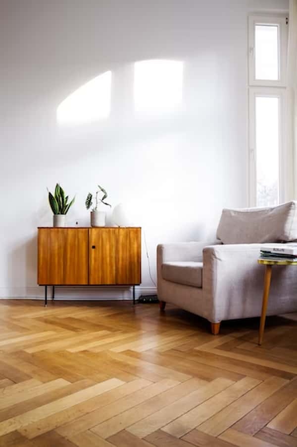 bedroom wooden flooring with herringbone parquet