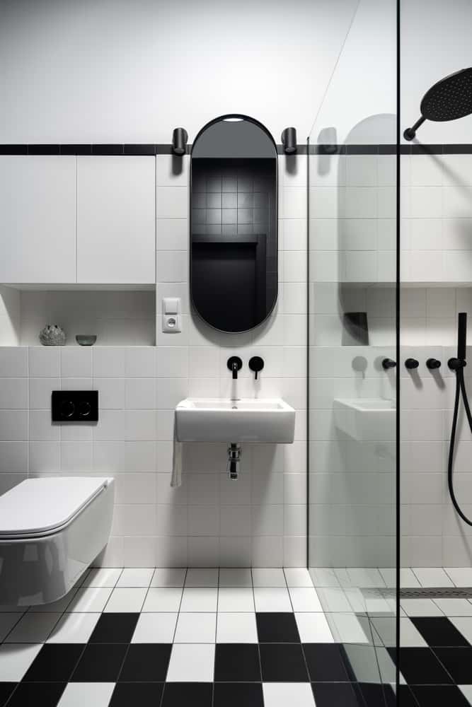black and white bathroom tiles