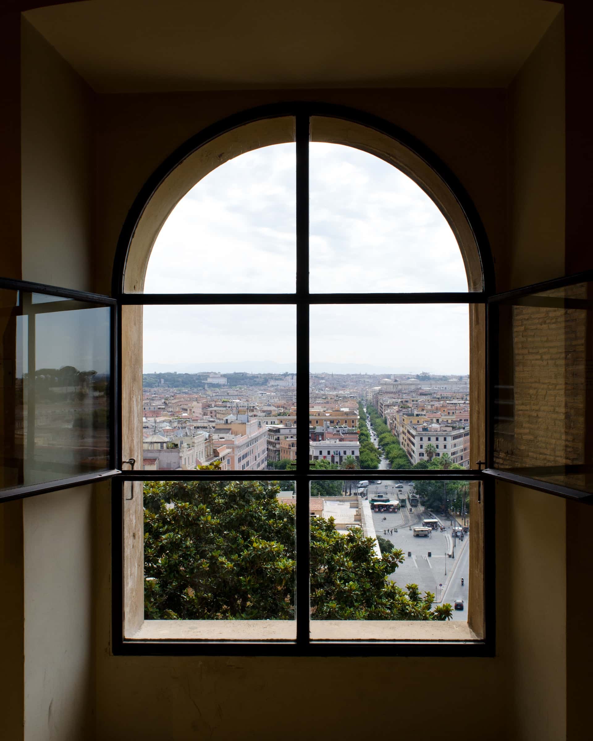black arch window metal frames