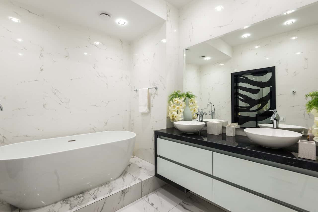black marble washroom countertops