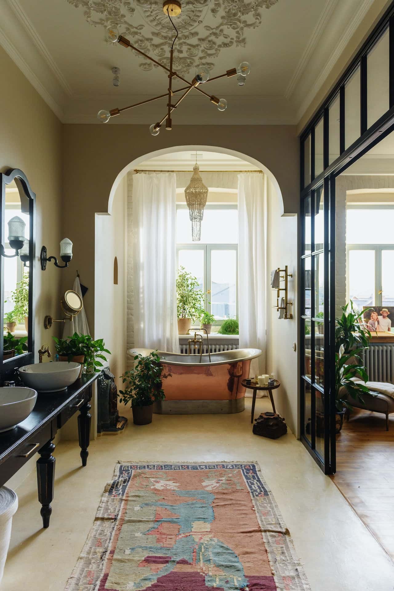 black table like bathroom vanity design