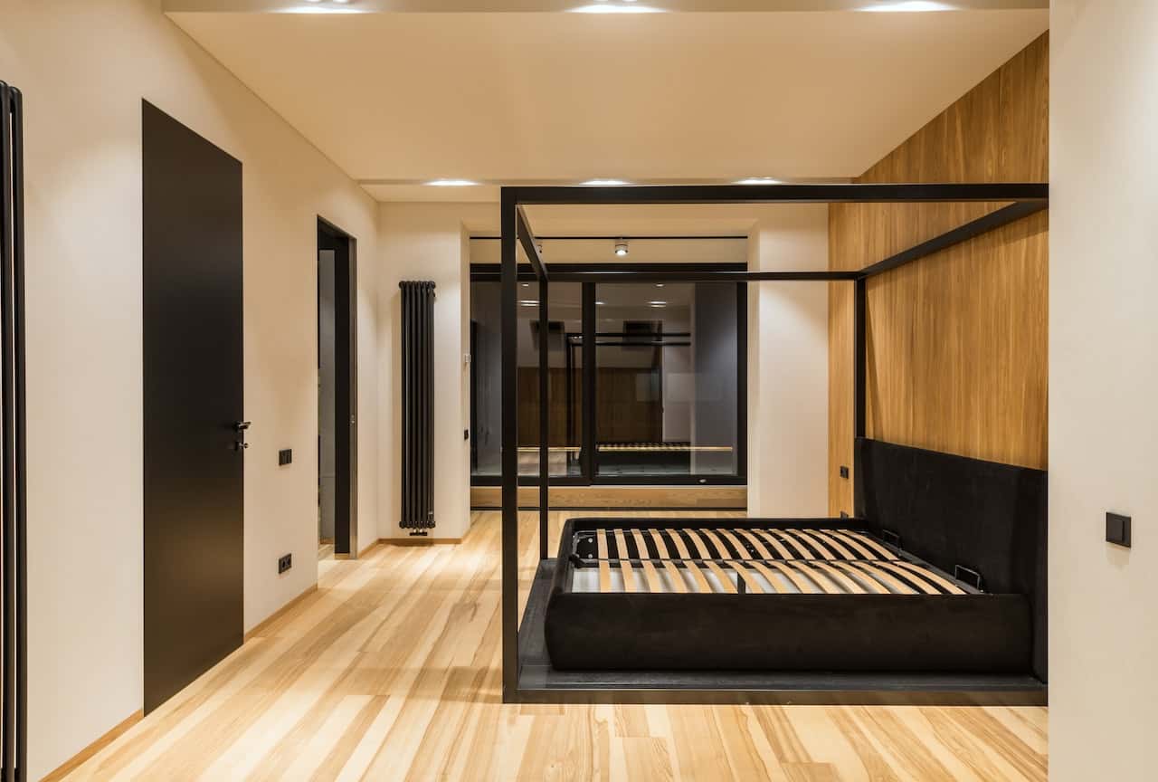 black wooden door bedroom design
