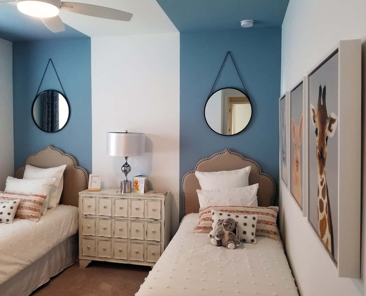 blue striped wall paint