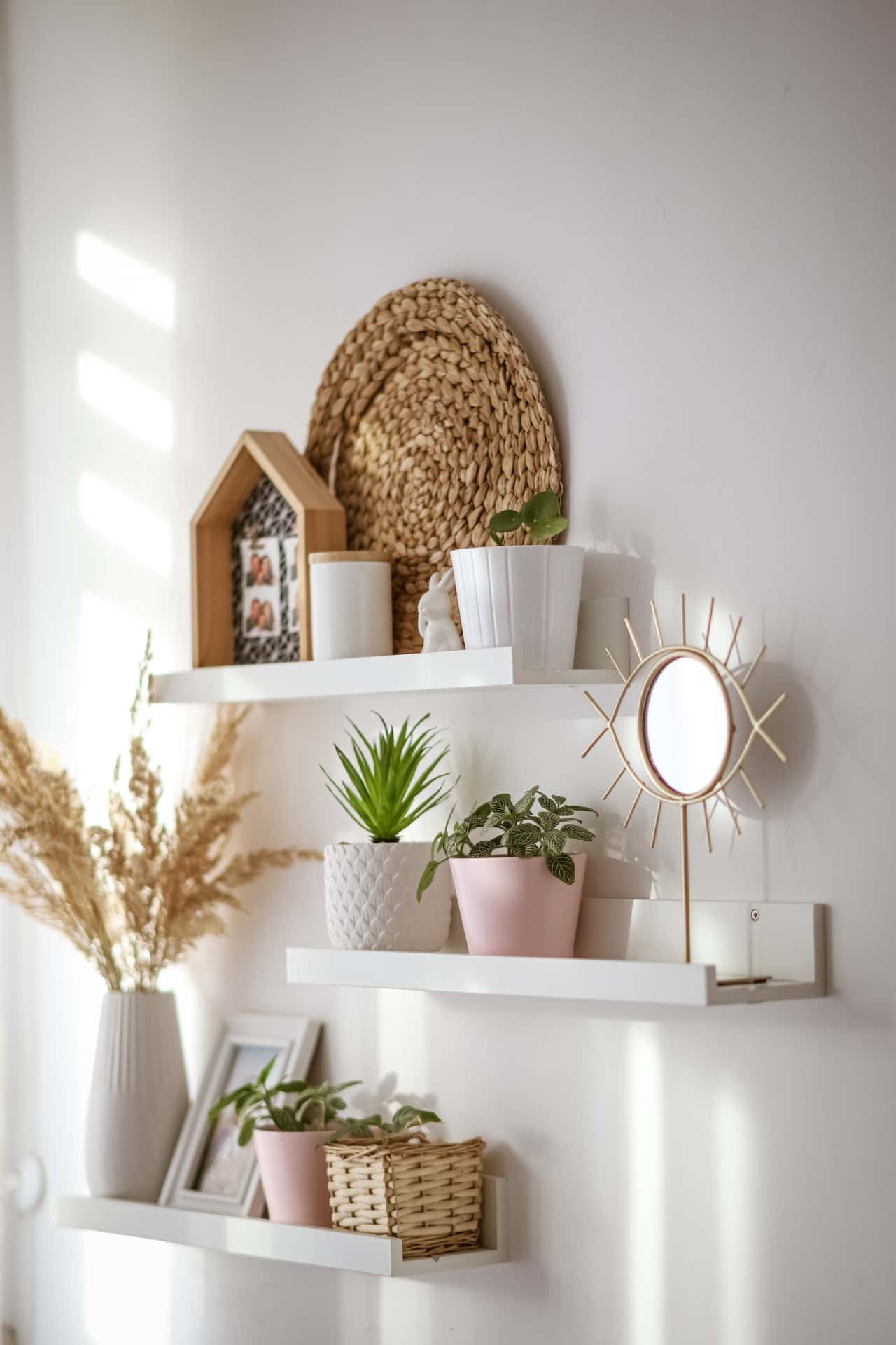 boho-style rustic wall shelf