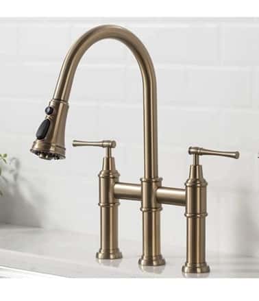Elegant kitchen tap designs with retro dual handle style