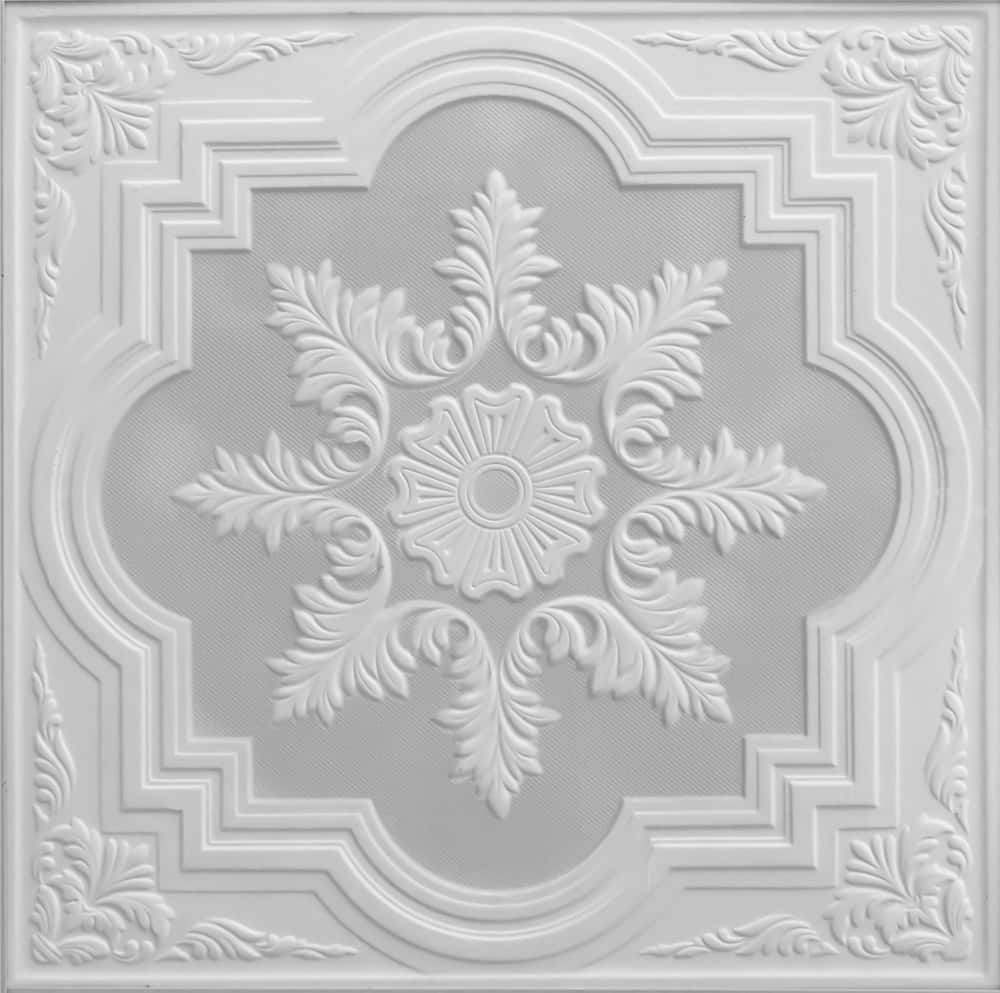 Elegant cement ceiling design with embossed floral medallion and frame detailing